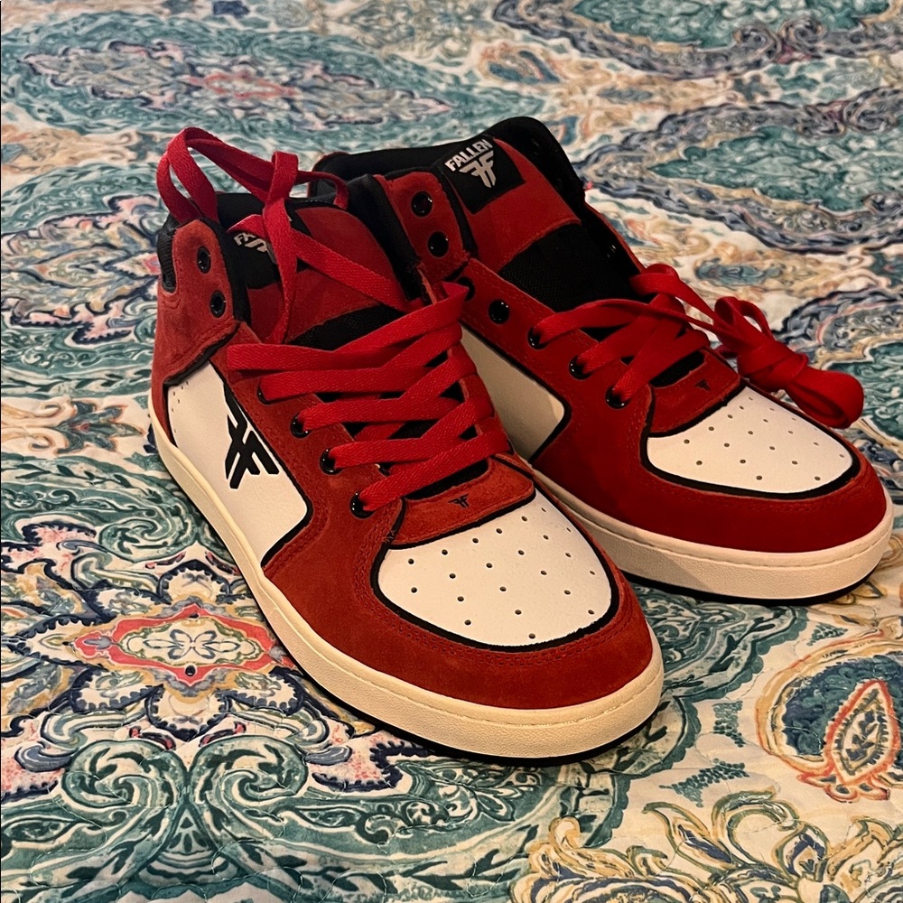 Red and White High-Top Fallen Sneakers